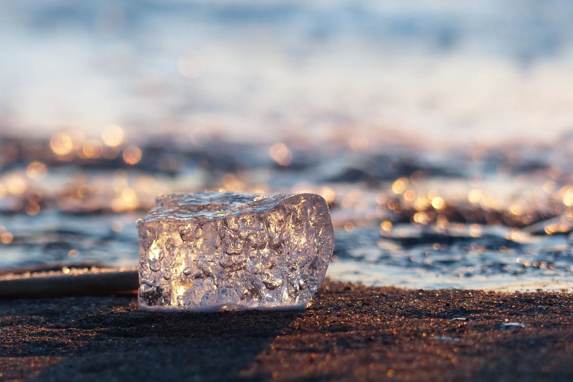 En isbit på en strand